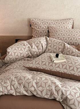 套纯棉双层床上四件轻奢简被约家用床单套床笠款lxy20247床上用纱