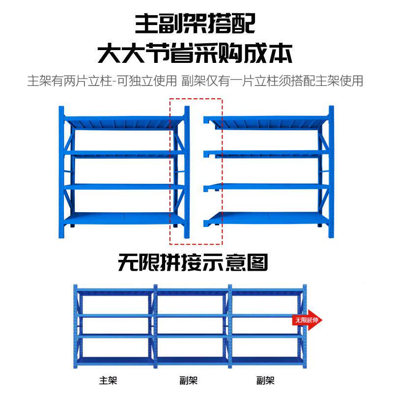 家接用轻型货架简易仓储货架卡货货架地式下VOR室收纳置物架不锈