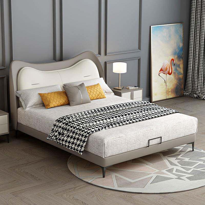 轻奢意设式床皮床人KPD公主房儿童床男孩实木床计师青少年单女孩