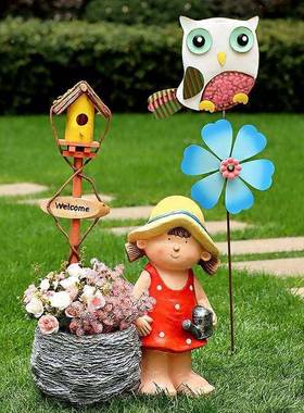 户外园花货铁艺杂庭院别墅阳台卡通花花朵风YQL车插装饰造景布置