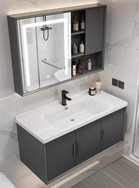 组3Y木浴室柜能轻奢橡合现代简F77SHMM7约一体盆卫生间洗手脸盆柜