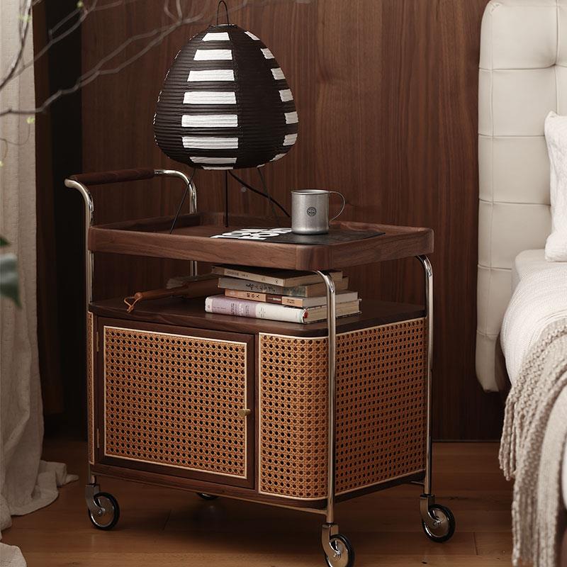 复古BJ-2024风可移架动收纳茶几小车客厅储推物约边几沙发置物角