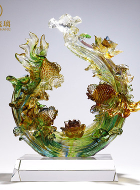 琉璃鱼装饰品金玉满堂大摆件玄关客厅家居工艺品搬家X轻奢高档礼