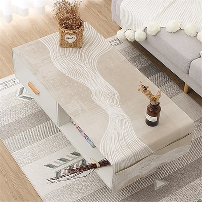 侘寂风 茶几桌布客厅桌垫防水防烫茶几布盖P布盖巾棉麻收纳口袋