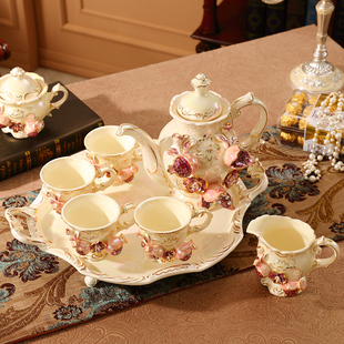 欧式陶瓷咖啡杯套装英式下午茶杯子高档复古O咖啡茶具精致水杯家