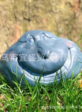 新款 搞怪石头田园摆件 树脂微景观石头摆件装饰品庭院设计