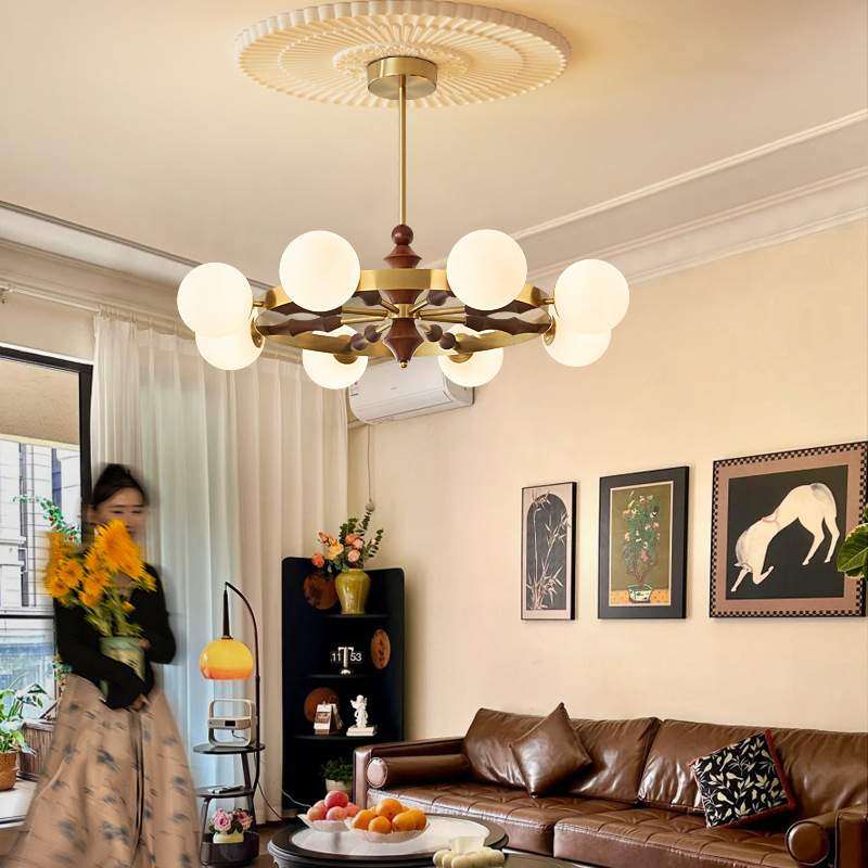 法式中古风客厅吊灯美式复古高级感圆球玻璃白蜡木餐厅卧室书房灯,纺织面料/辅料/配套,纺织机械配件,淘宝优惠券,粉丝福利购,淘宝优惠卷