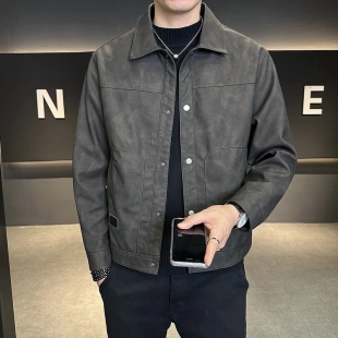 高贵轻奢外套高级感 夹克外套潮牌男装 岳凌男装 严选店皮衣韩版