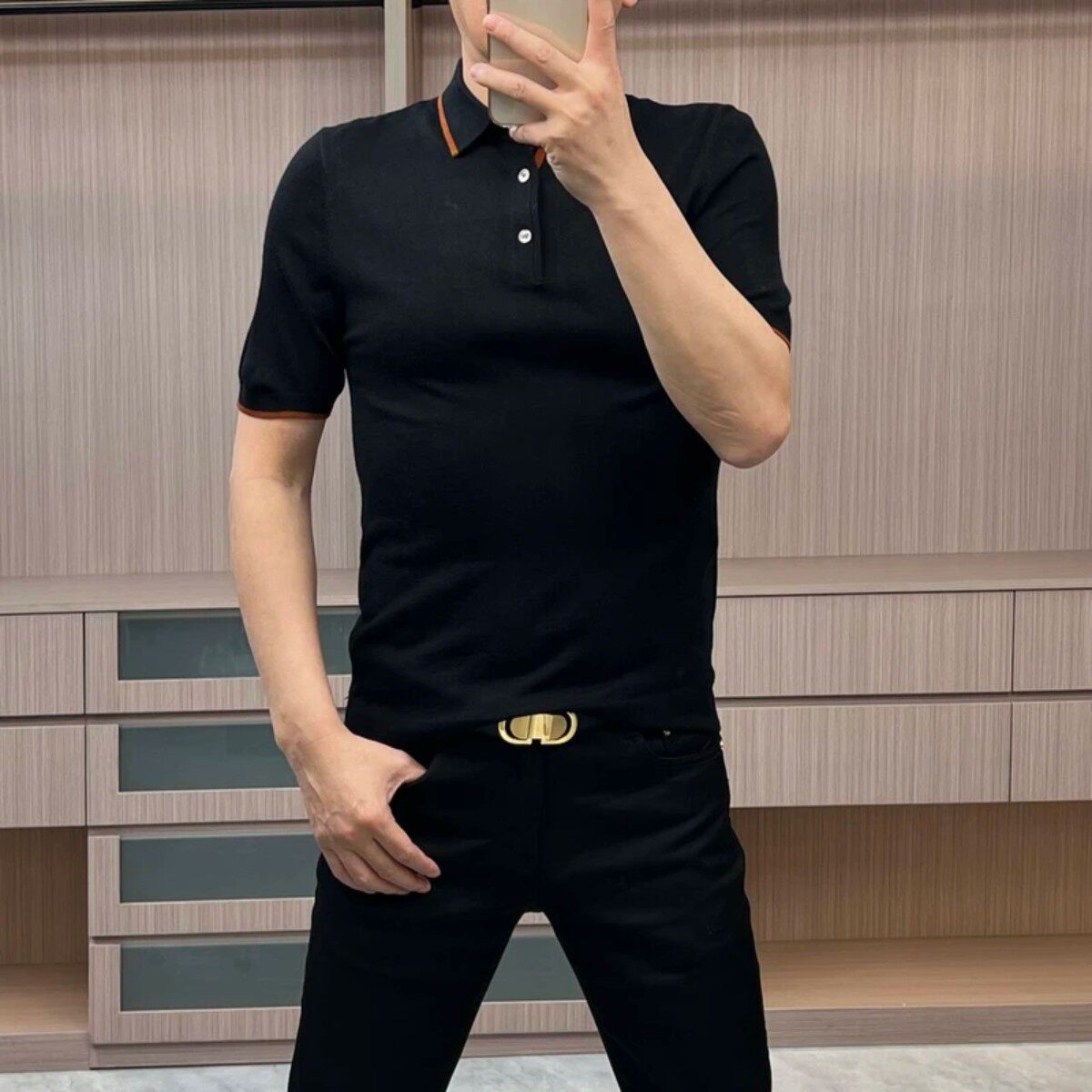 柯瑞尼男装POLO冰丝针织衫商务休闲翻领短袖修身半袖高级感上衣