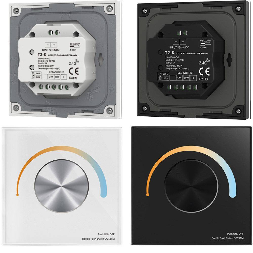 DC12-48V过认证双色温低压调光旋转旋钮改变⾊温或亮度按压切换