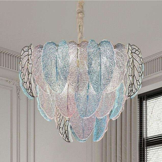 法式蓝粉树叶吊灯卧室主卧高端彩色玻璃现代简约客厅大厅餐厅吊灯,纺织面料/辅料/配套,纺织机械配件,淘宝优惠券,粉丝福利购,淘宝优惠卷
