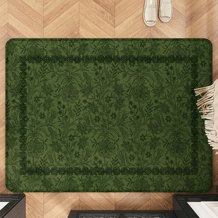 高级复古绿色轻奢脚垫入户门地垫大门进门垫蹭土防滑耐脏地毯定制