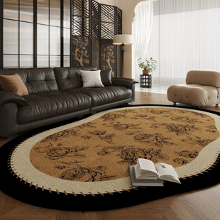 中古风异形客厅地毯2025新款不规则高级法式复古免洗耐脏卧室地垫