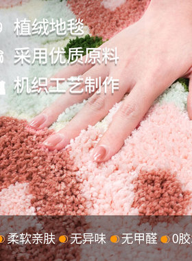 高低毛机织植绒地毯苔藓地毯卧室地毯吸水地垫商城同款大牌清仓