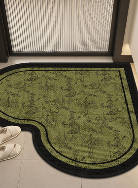 亚麻编织心形入户门地垫浴室进门门口吸水防滑耐脏脚垫卫生间地毯