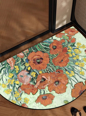 美式油画复古卫生间脚垫加厚防滑吸水地毯浴室脚垫厕所进门口垫子