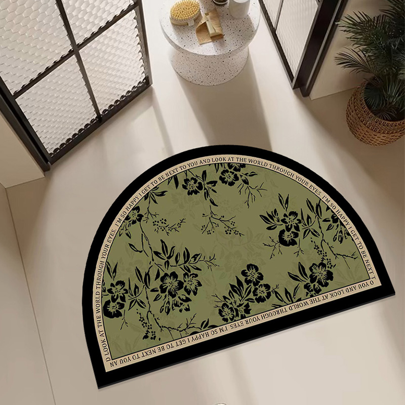 美式绿色半圆形浴室地垫硅藻泥吸水垫卫生间防滑脚垫厕所门口地毯