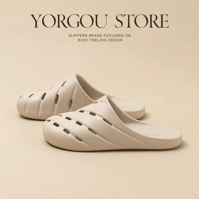 网红包头凉拖鞋女夏季室内家居家用防滑防臭洞洞鞋情侣沙滩鞋软底