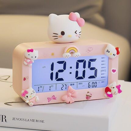 HelloKitty电子闹钟夜光大屏幕大音量凯蒂猫智能学生kt猫闹钟女孩