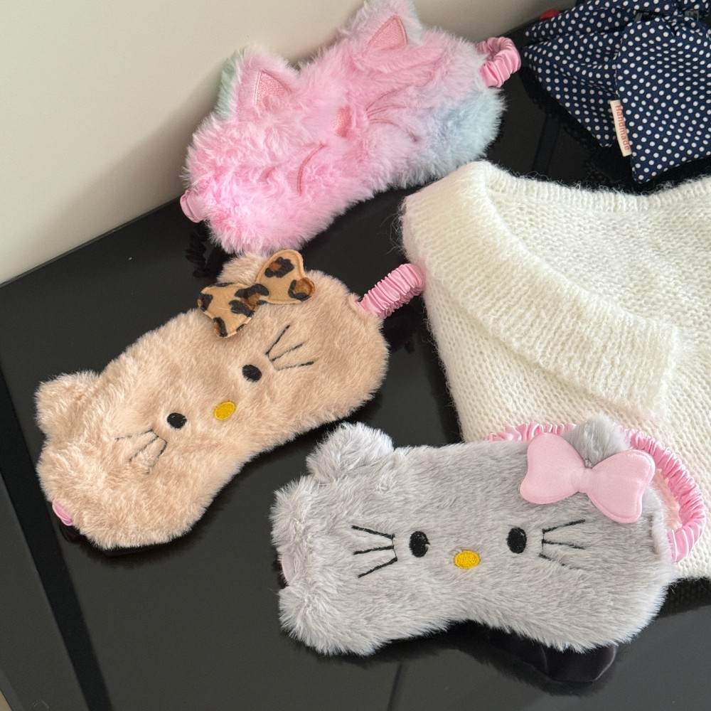 毛绒卡通可爱kt猫眼罩睡眠遮光