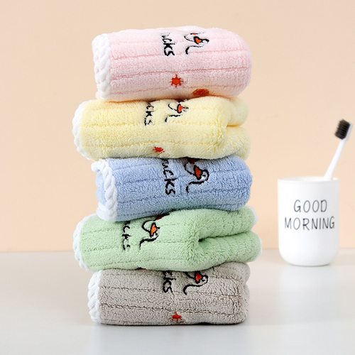 儿童毛巾洗脸家用幼儿园男女童宝宝柔软吸水方形非纯棉面巾不掉毛