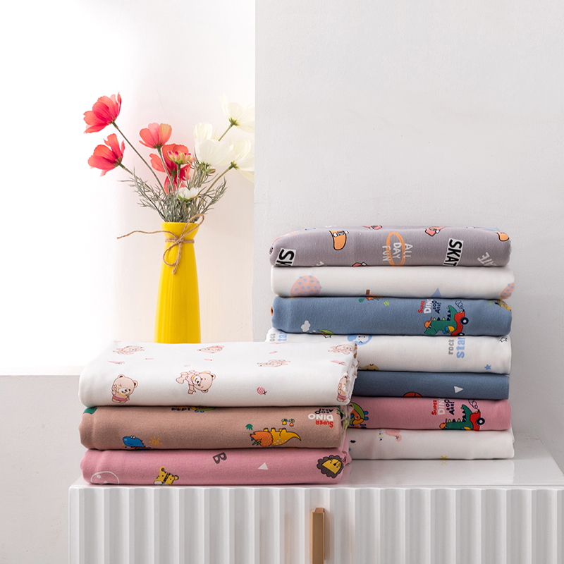 卡通针织面d料纯棉磨毛绒布宝宝婴儿睡衣棉布弹力床品布料柔软亲