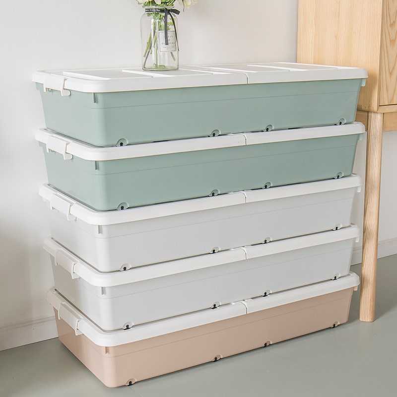 扁抽屉收纳盒床底收纳箱家用整理箱带H轮长方形扁平收纳箱大容量