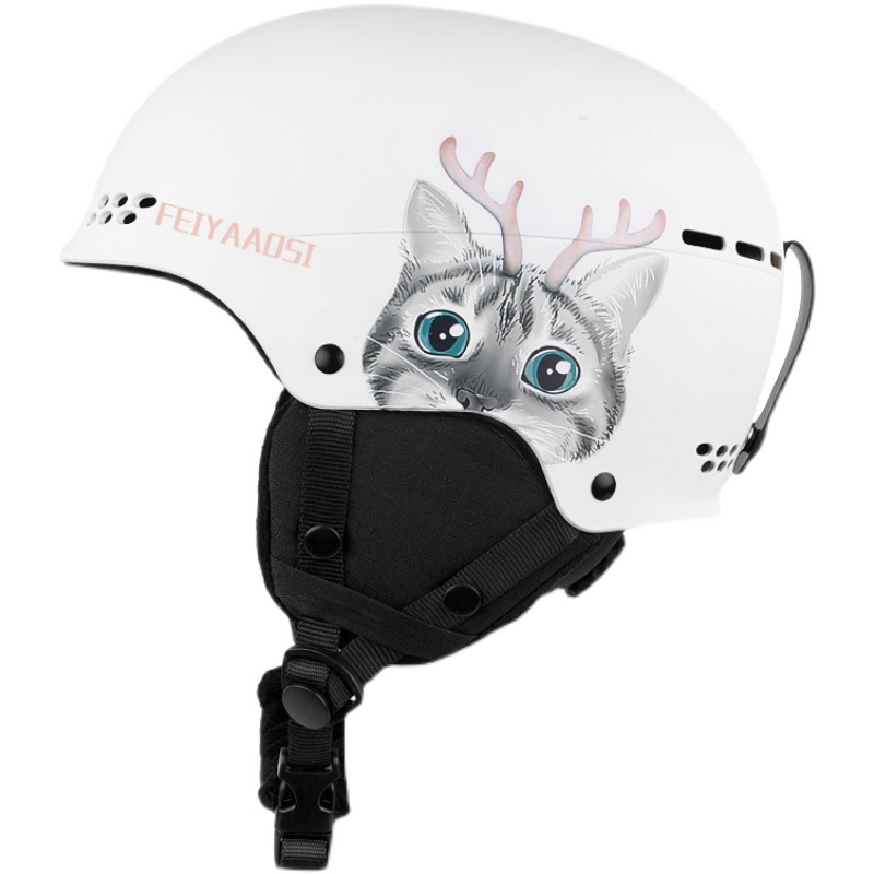专业滑雪安全帽男女可爱单板双板雪盔防护安L全帽防摔装备全盔滑