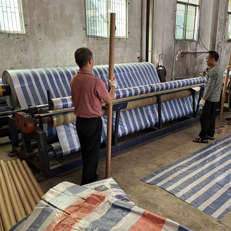 卷装蓝白彩条布防潮防水80g2x200米m纸管圆Q筒包装篷布出口防雨布