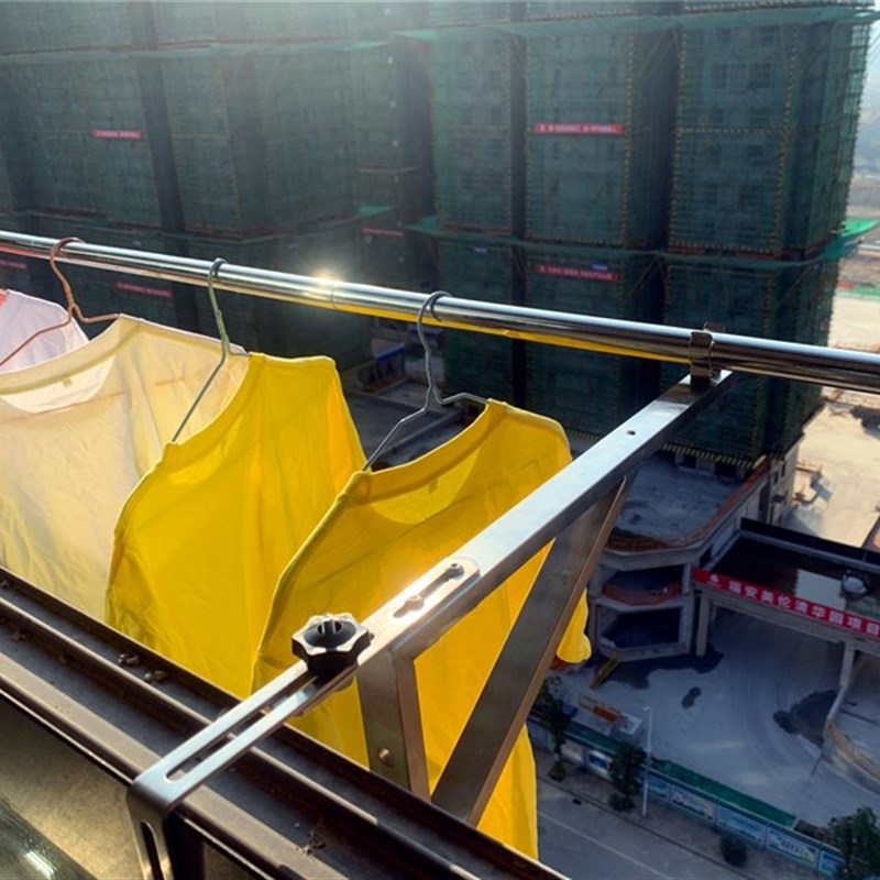 不锈钢窗户免打孔k晾衣架阳台晾衣晒被神器防盗窗护栏窗外晾衣架