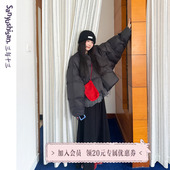 韩版 秋季 宽松保暖显瘦黑色加厚保暖面包棉服女 碳烤面包 三与十三