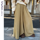 遛弯裤 女时尚 秋季 三与十三 韩版 宽松休闲长裤 复古阔腿遛弯裤 女