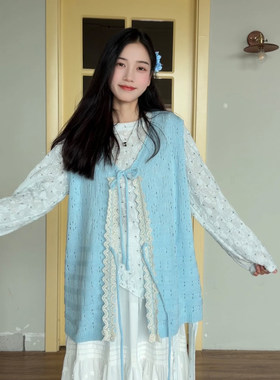 三与十三镂空显瘦针织马甲女