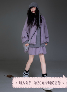 三与十三|冬日午后|百搭宽松显瘦套装纯色长袖外套半身裙两件套女