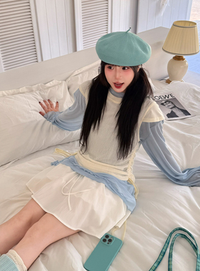 三与十三|雨中舞|春夏季韩系百搭半身裙女高腰显瘦白色短裙防走光