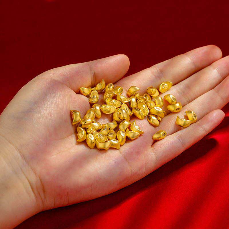 黄金元宝au999纯金供曼扎小摆件收藏投资黄金供佛装藏日月金元寶
