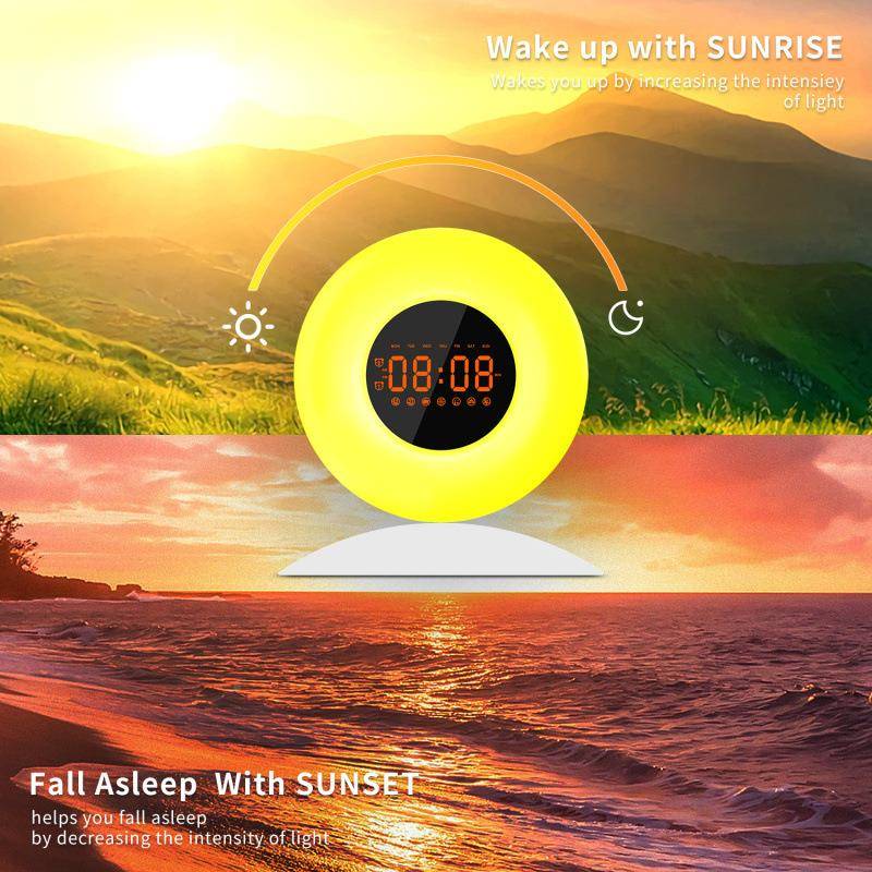 多功能模拟日出自日落然唤醒伴睡LDE幻SH-201围彩氛小夜灯带FM收