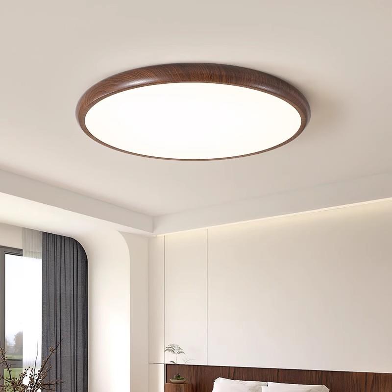 卧5497室房间20灯25新款日式中古超胡瑞桃木普护眼圆形灯薄书房吸