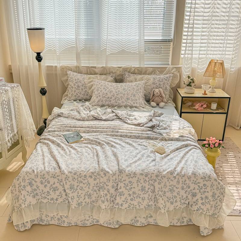 2025款提花针织水洗棉双层纱夏被四件套家用薄被子夏凉被舒适透气