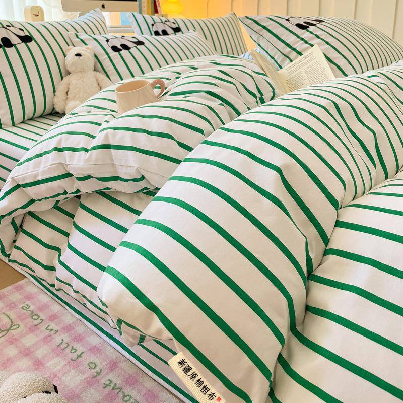 夏A类纯棉天老布床上新四件套2025款全棉麻被套床单UMP三件套床粗