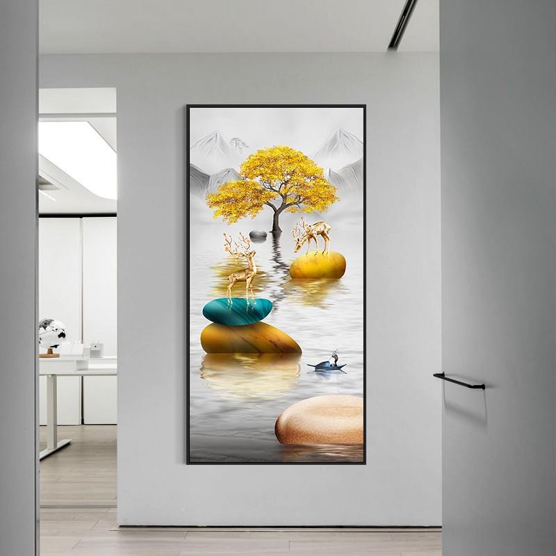 入户玄关装饰画TBF新式山水墙画厅玄走廊过中道挂画现代简约幻客