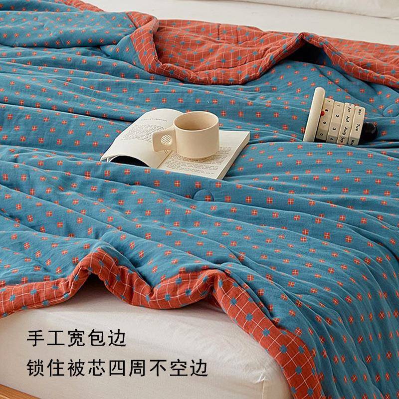 新款A类婴母级夏纯宿棉双层纱提花大豆夏被小清新学生02156舍凉被