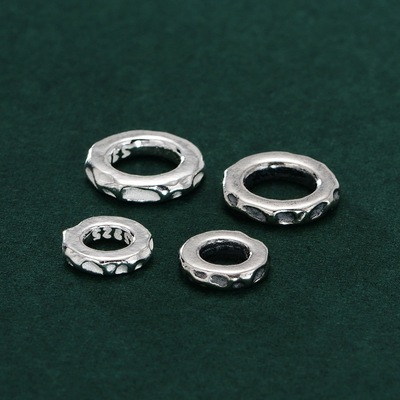 925纯银盘缠锤纹陨石坑手串配饰