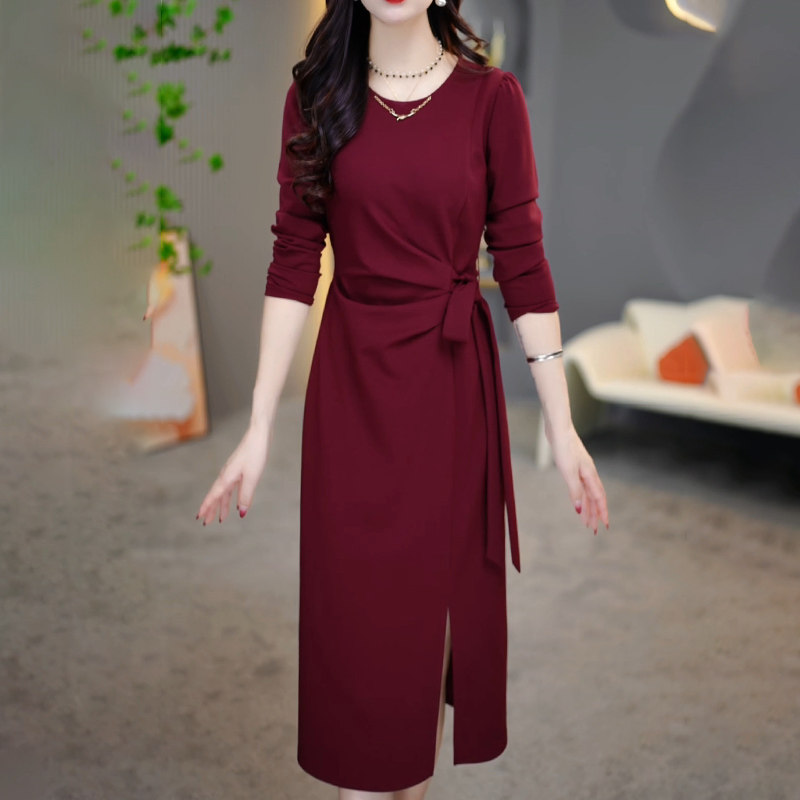 现货速发连衣裙2025新款春秋结婚长辈喜婆婆婚宴装妈妈礼服打底配