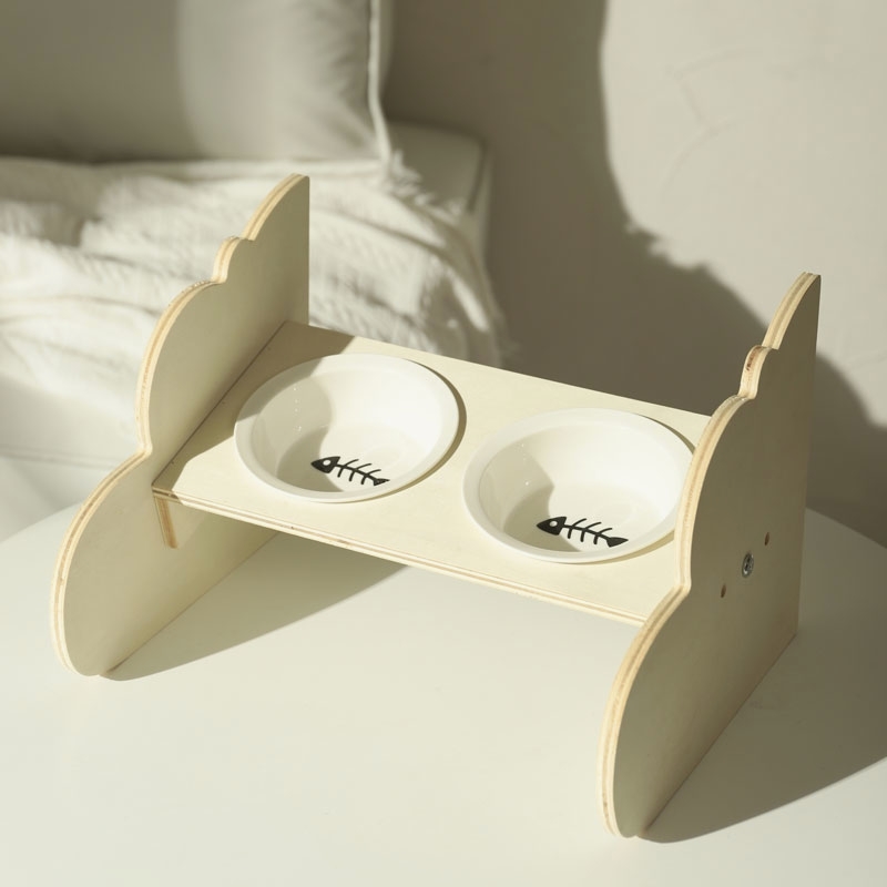 现货速发猫碗陶瓷高脚碗碗食盆猫咪碗架保护双碗水碗用品