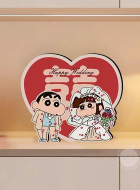 蜡笔小新求婚订婚房布置礼物相框桌面摆台卧室床头装饰画 画来图