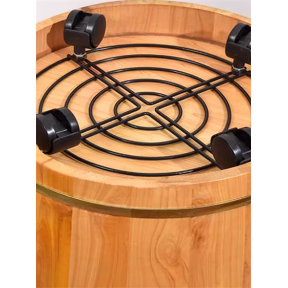 木桶木盆足浴泡脚桶洗脚盆移动万向轮花盆加厚加粗铁托盘带轮子