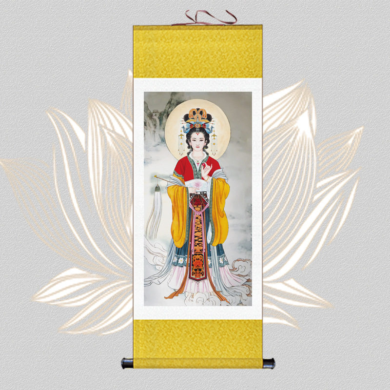 结缘碧霞元君泰山奶奶画像泰山圣母老母神像挂画客厅堂屋供奉轴画