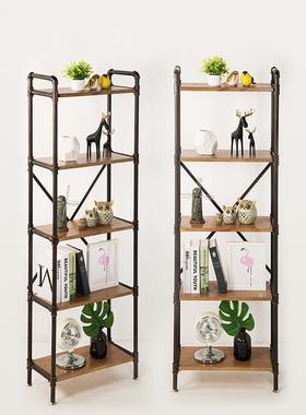 美式复古铁艺书架29473置物架客厅业轻子奢工实木收风纳架多层落