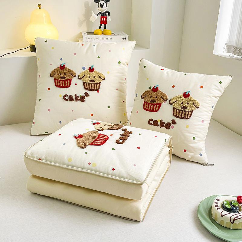 全棉蛋糕小狗抱枕二被纯棉办公室SGH休抱枕被午子合一车载枕靠午